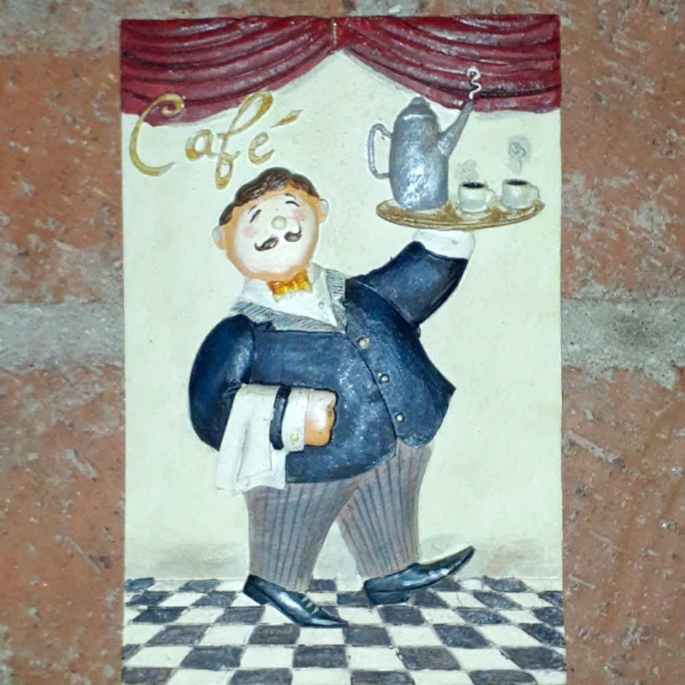 3D textured Wall Tile Decor Cafe Waiter Tile Art